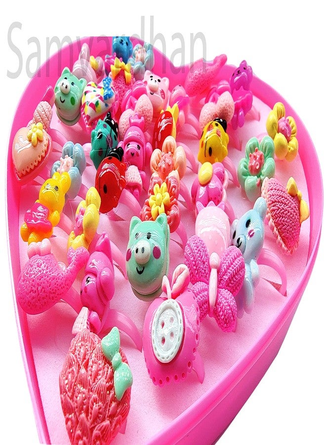 Samvardhan 36 PCS/set Adjustable Kids Rings Jewelry Cartoon Flowers Open Finger Ring for Birthday Gifts - Image 4